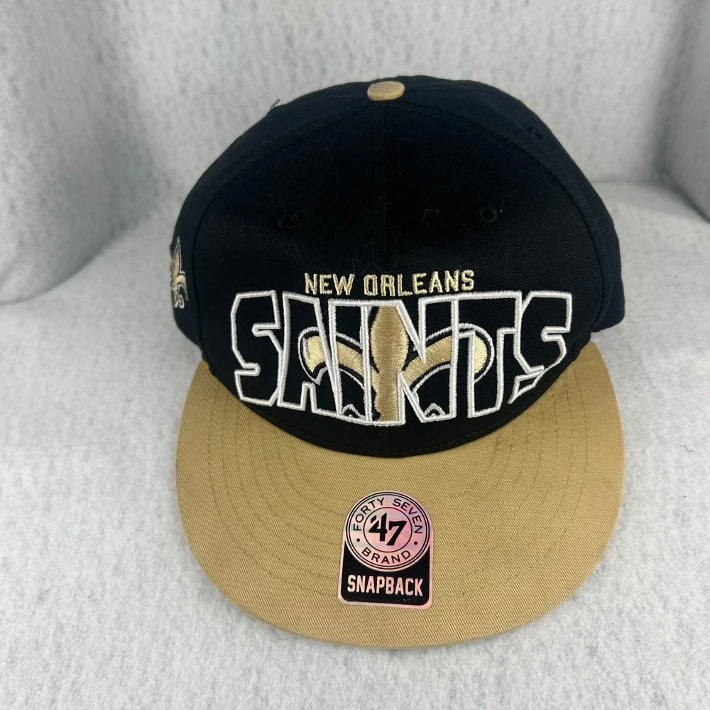 47 Brand New Orleans‎ Saints Hat Mens OSFM Black Gold Snapback NFL Football Cap